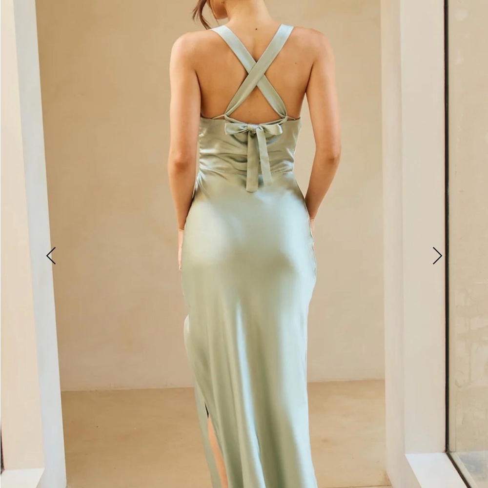 Hello Molly Backless Sage Maxi Dress - Picture 2 of 4